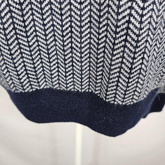 Grandpacore Dad M Normcore Knit Chevron Navy Gray Wool Blend Sweater Work Office - Picture 6 of 16